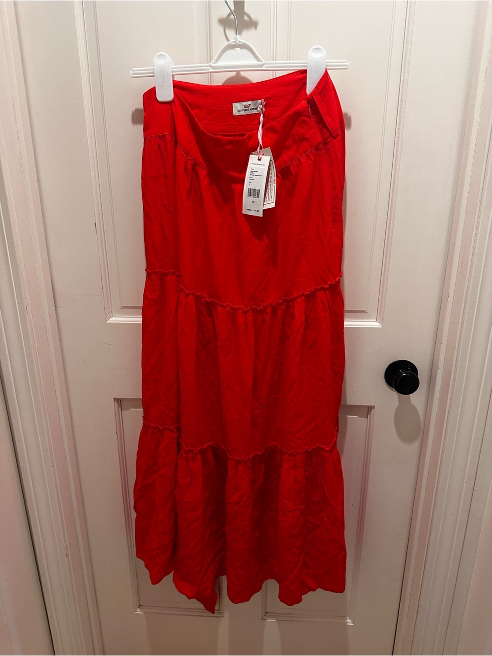 Vineyard Vines Red Tiered Maxi Skirt